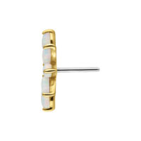 Embout Push Fit en Or 14K avec Opale Embout doré avec opales synthétiques sur fond blanc