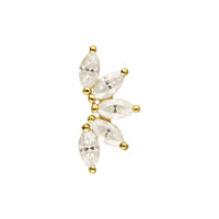 Embout doré en or 14K avec cristaux de moissanite clairs sur fond blanc