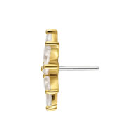 Embout en or avec cristaux de moissanite clairs, vue latérale