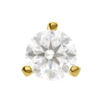 14K Or Moissanite Embout Push-Fit Moissanite rond et clair dans un sertissage en or 14K, gros plan