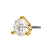 14K Or Moissanite Embout pour Push Fit Moissanite rond dans un sertissage en or 14K sur fond neutre
