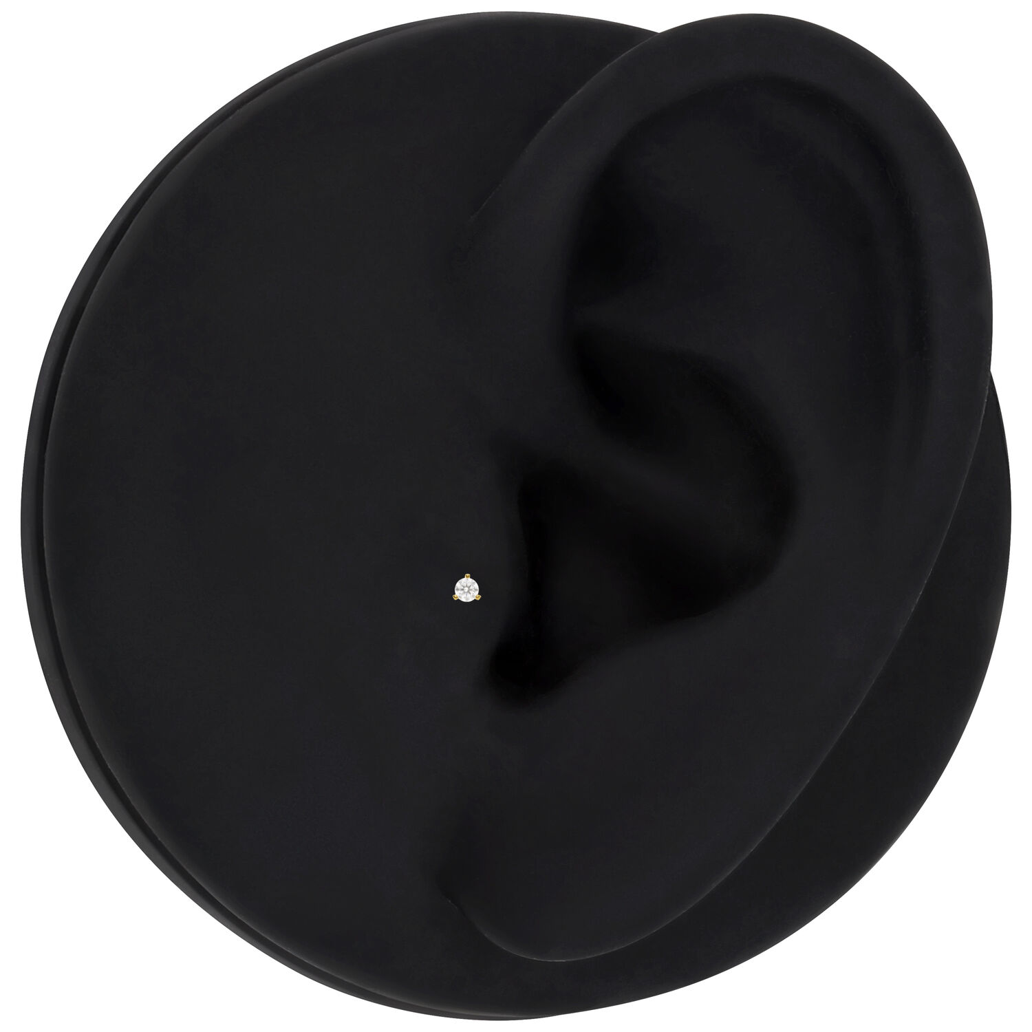 Embout en or 14K avec moissanite pour piercing d'oreille Petit embout rond en moissanite en or 14K sur fond noir