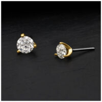 Embout en or 14K avec moissanite en design Push-Fit Deux embouts en or avec moissanite en Push-Fit sur fond noir