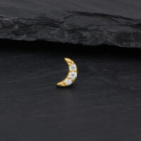 Embout Lune en Or 14K Moissanite de Wildcat Embout lune doré avec pierres de moissanite cristallines sur fond sombre