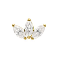 Embout Lotus en or 14K avec moissanite Embout Lotus en or avec trois pierres de moissanite claires