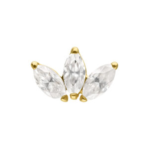 Embout Lotus en or avec trois pierres de moissanite claires