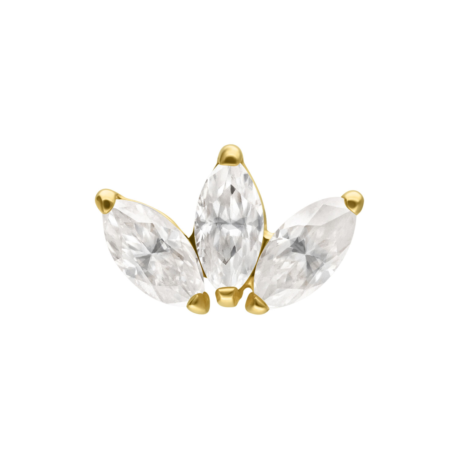 Embout Lotus en or 14K avec moissanite Embout Lotus en or avec trois pierres de moissanite claires
