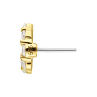 Embout Couronne Moissanite en Or 14K Embout push-fit doré avec cristaux de moissanite clairs sur fond blanc