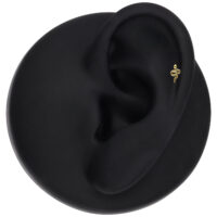 Embout Serpent en Or 14K pour Piercings Push Fit Embout serpent en or 14K sur modèle d'oreille noir
