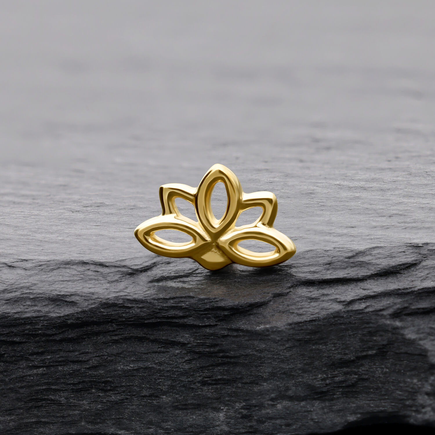 Embout en forme de lotus en or 14K sur pierre grise