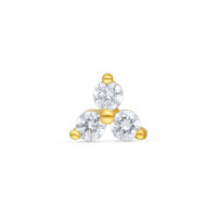 Embout Trinity en or 14K avec cristaux Embout Trinity doré avec trois cristaux clairs sur fond blanc