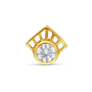 Embout de piercing en or avec cristal clair sur fond blanc