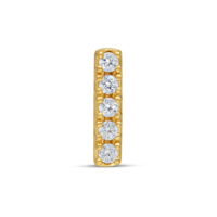 Embout de piercing en or 14K avec 5 cristaux clairs Embout de piercing doré avec cinq cristaux clairs sur fond blanc