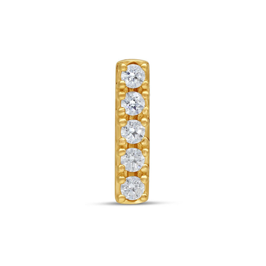 Embout de piercing en or 14K avec 5 cristaux clairs Embout de piercing doré avec cinq cristaux clairs sur fond blanc