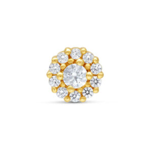 Embout en or avec cristaux clairs sur fond blanc