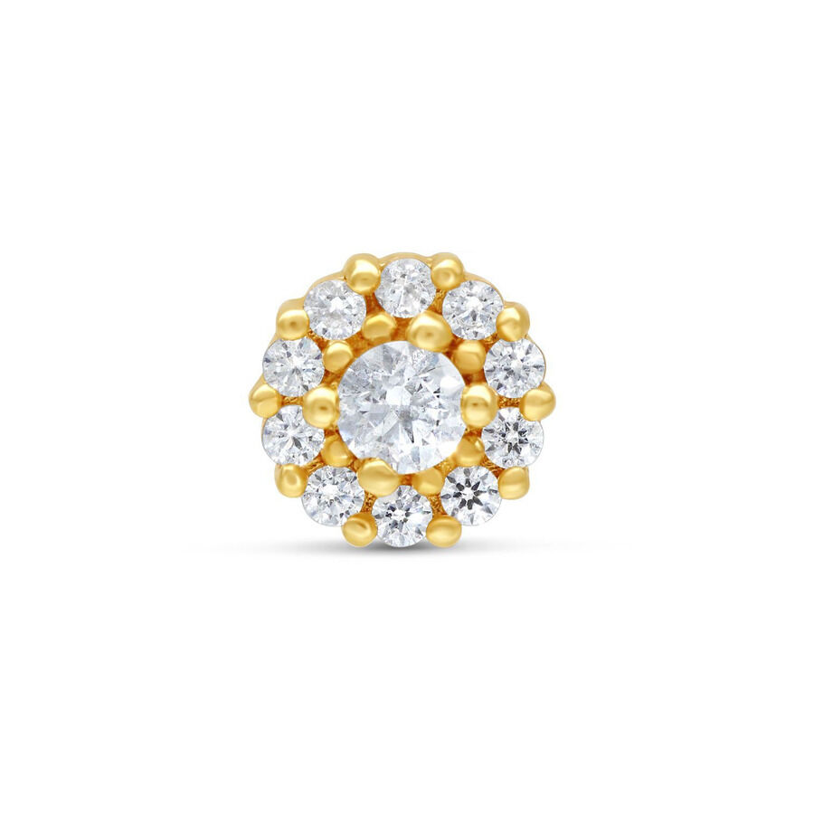 Embout en or avec cristaux clairs sur fond blanc
