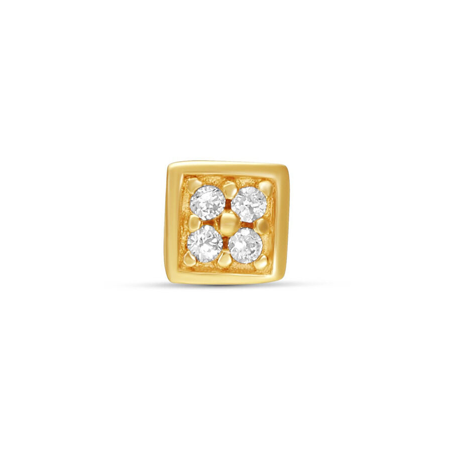 Embout en or 14K avec cristaux Embout de piercing carré en or avec quatre cristaux clairs sur fond blanc