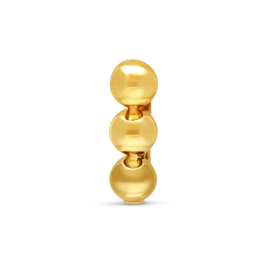 Embout en or 585 avec trois boules brillantes sur fond blanc