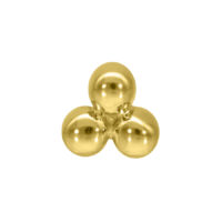 Embout Trinity en or 14K pour piercings Trois boules dorées en forme de triangle, brillantes sur fond blanc