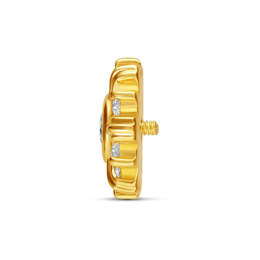 Embout Tournesol en Or 14K avec Cristal Embout tournesol en or avec cristaux clairs sur fond blanc