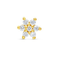 Embout fleur en or 14K avec cristaux clairs sur fond blanc