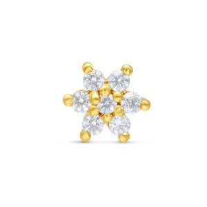 Embout fleur en or 14K avec cristaux clairs sur fond blanc