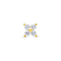 Embout en or 14K avec quatre cristaux clairs sur fond blanc