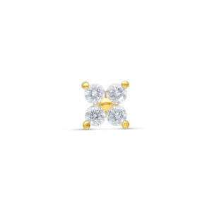 Embout en or 14K avec quatre cristaux clairs sur fond blanc