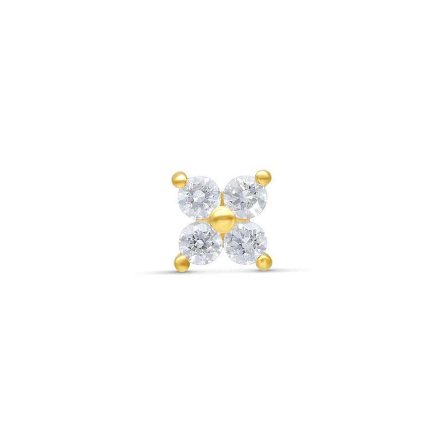 Embout en or 14K avec quatre cristaux clairs sur fond blanc