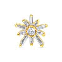 14K Gold embout étoile en cristal Embout doré avec pierres cristallines en forme d'étoile sur fond blanc