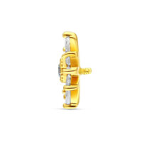 14K or Cristal étoile embout latéral Vue latérale d'un embout étoile en or 14K avec cristal clair sur fond blanc