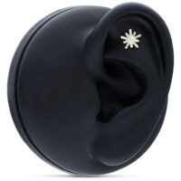 Embout étoile en or 14K avec cristal Embout étoile doré avec cristal clair sur mannequin d'oreille noir