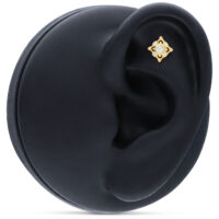 14K Or Fleur Embout pour Piercings Embout fleur en or 14K sur modèle d'oreille noir