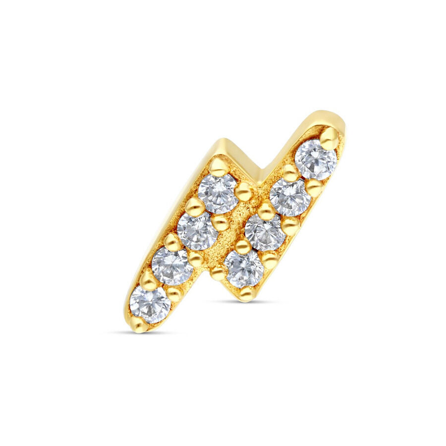 Embout éclair en or 14K avec cristaux Embout éclair doré avec des cristaux clairs sur fond blanc