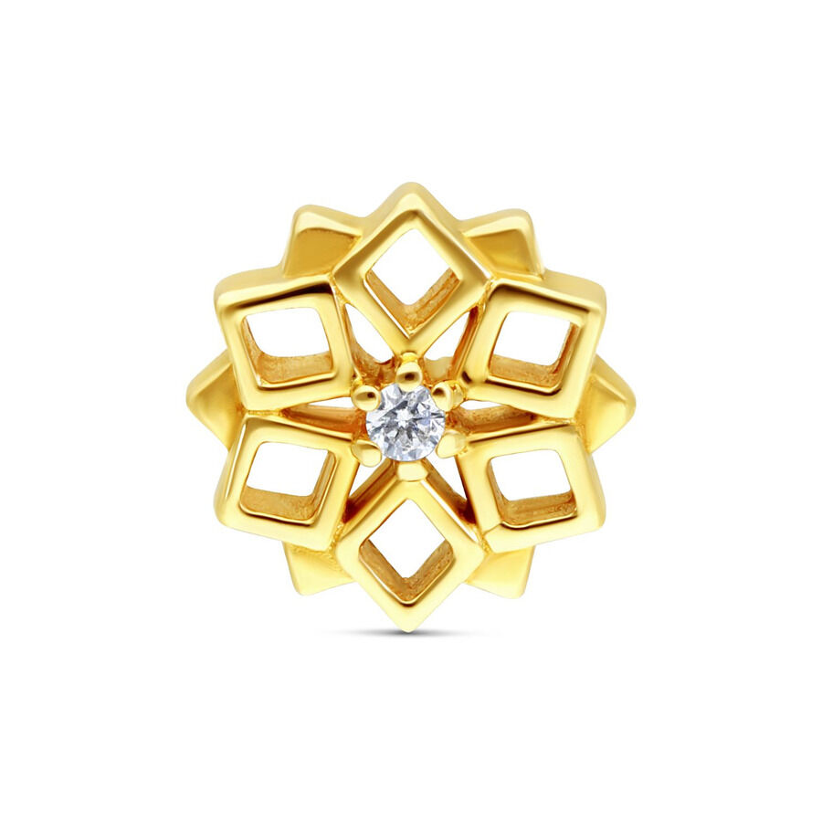 Embout Kaléidoscope en Or 14K avec Cristal Embout kaléidoscope en or 14K avec cristal clair sur fond blanc