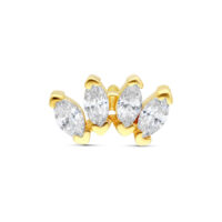 Embout en or 14K avec quatre cristaux Embout en or 14K avec quatre cristaux clairs sur fond blanc