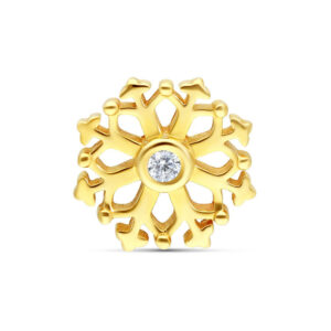 Embout flocon de neige en or 14K avec cristal clair sur fond blanc