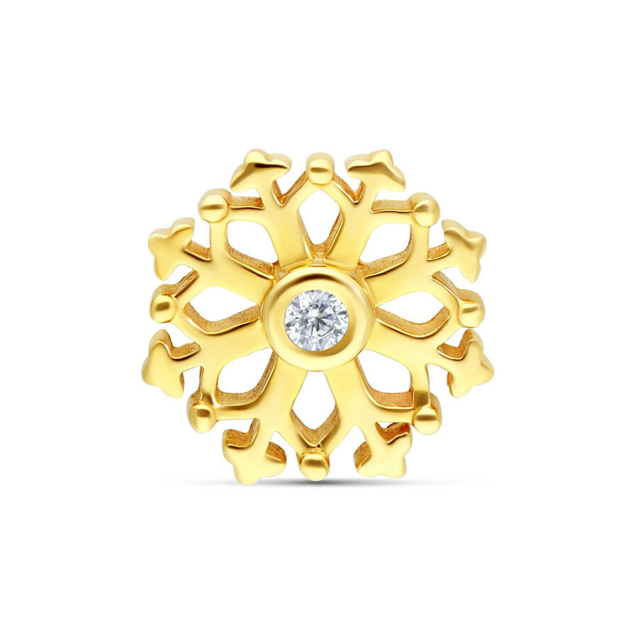 Embout Flocon de Neige en Or 14K avec Cristal Embout flocon de neige en or 14K avec cristal clair sur fond blanc