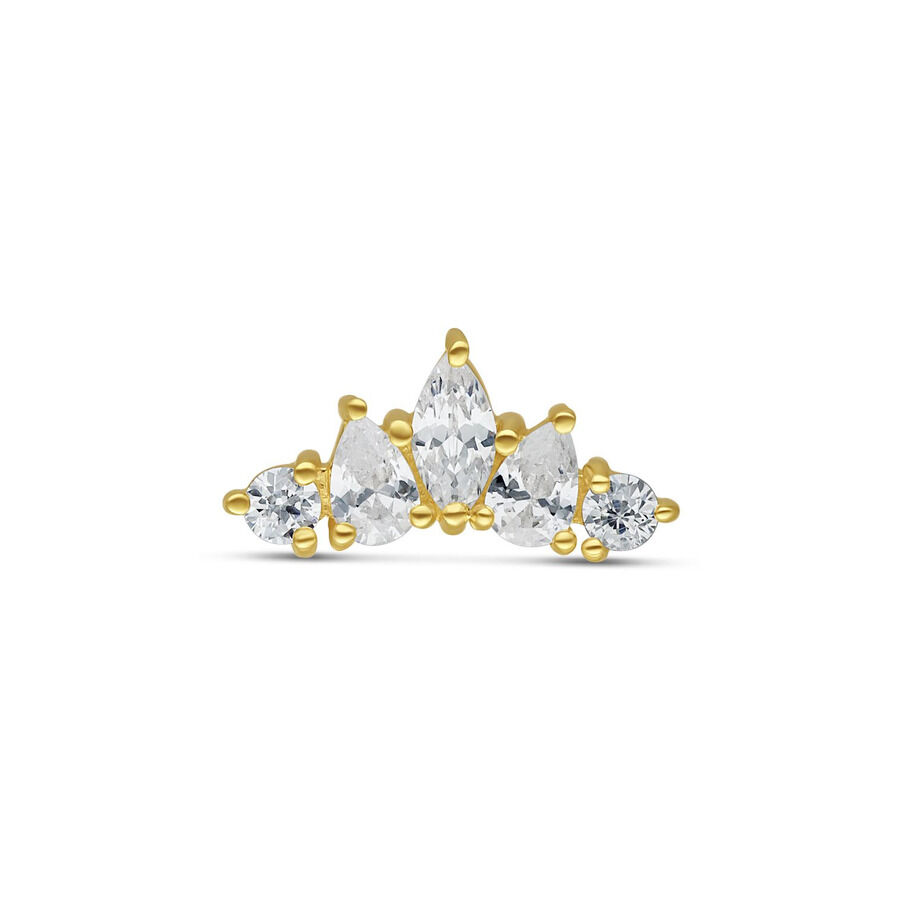 Embout de tiare en or 14K avec cristaux Embout de tiare doré avec cristaux clairs sur fond blanc
