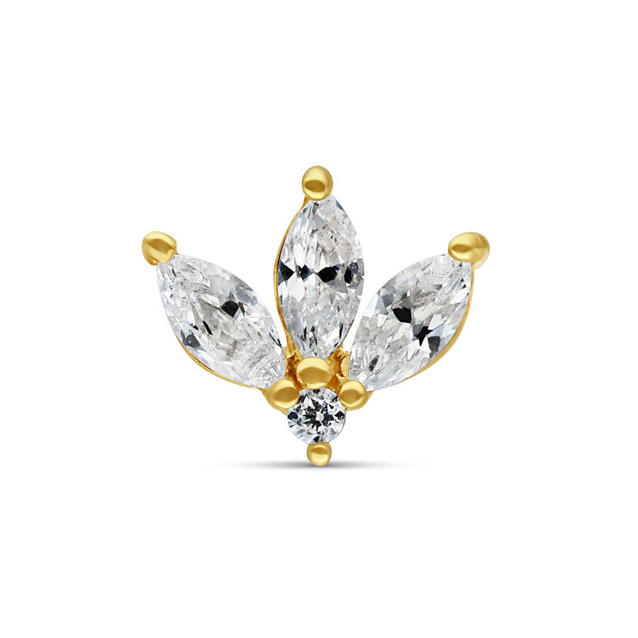 Embout Tiara en Or 14K avec Cristaux Embout tiara en or avec cristaux clairs sur fond blanc