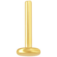 Labret Stud en or 14K sans embout Labret Stud en or avec filetage interne sur fond blanc