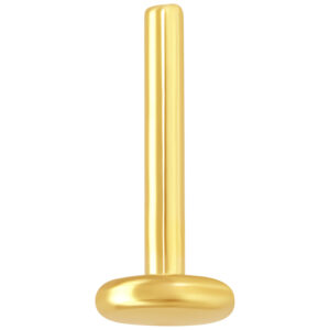 Labret Stud en or avec filetage interne sur fond blanc