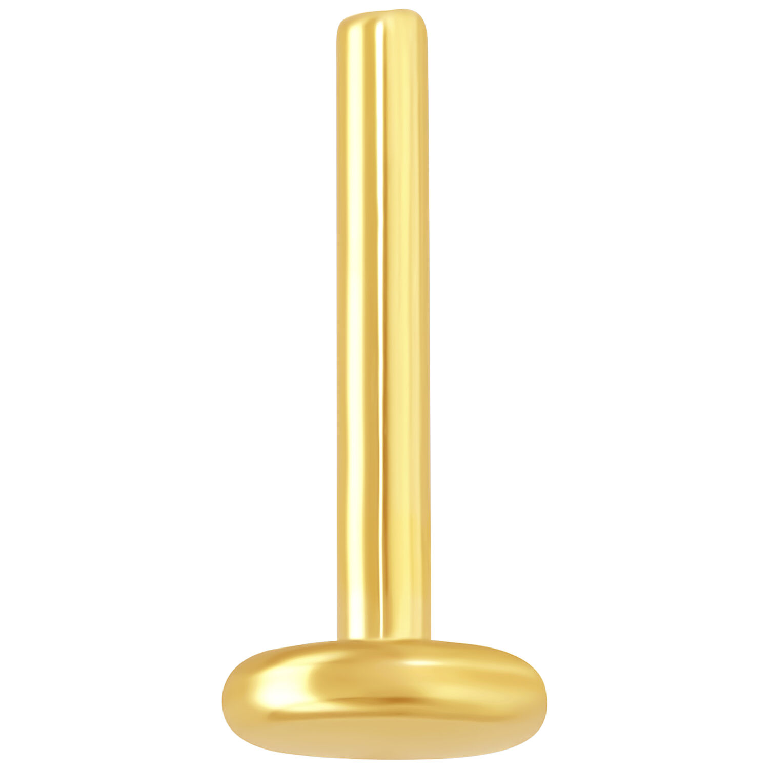 Labret Stud en or 14K sans embout Labret Stud en or avec filetage interne sur fond blanc