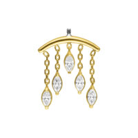 Embout Helix en or 18K avec pendentifs en cristal Embout de piercing helix doré avec cinq pendentifs en cristal clair