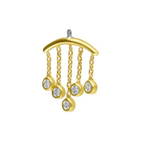 Embout Helix en or 18K avec gouttes de cristal Embout de piercing helix en or avec cinq gouttes de cristal claires sur des chaînes