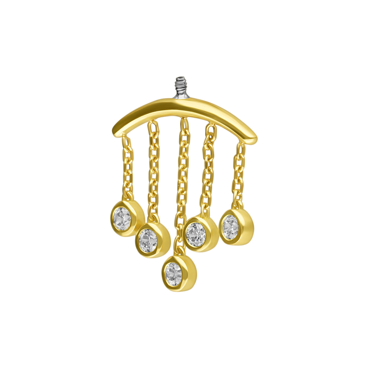 Embout Helix en or 18K avec gouttes de cristal Embout de piercing helix en or avec cinq gouttes de cristal claires sur des chaînes