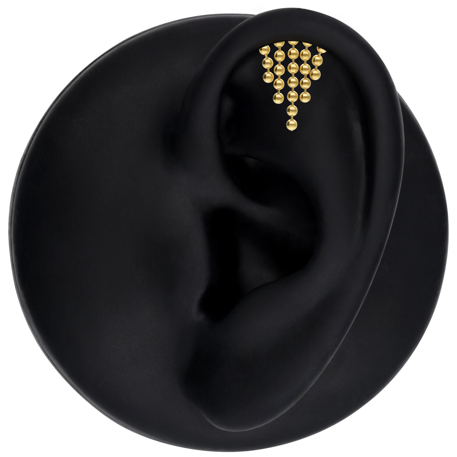 Embout Helix doré pour l'oreille avec des cristaux clairs sur fond noir