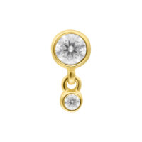 Embout à double cristal en or 14K Embout en or avec deux cristaux sur fond blanc