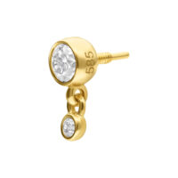 Embout en or 14K avec double cristal Embout doré avec deux cristaux clairs sur fond blanc