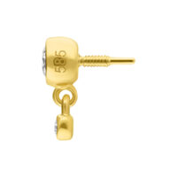 Embout en or 14K avec double cristal Embout de piercing en or avec double cristal sur fond blanc